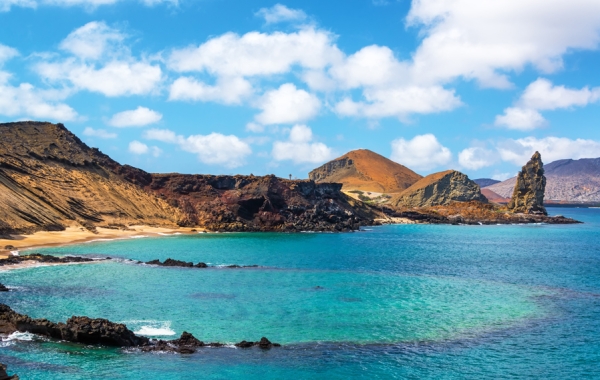 Views of Underwater Crater and Pinnacle Rock at Bartolomé Island in the Galápagos Islands