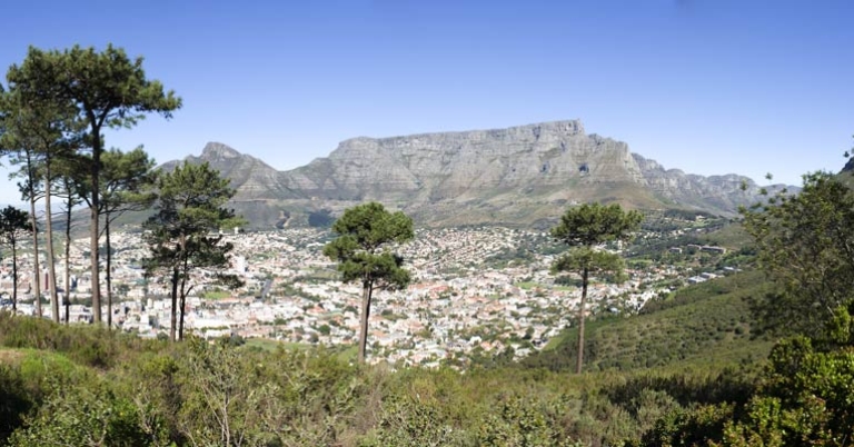 landscape shot of cape town with mountains in the distance