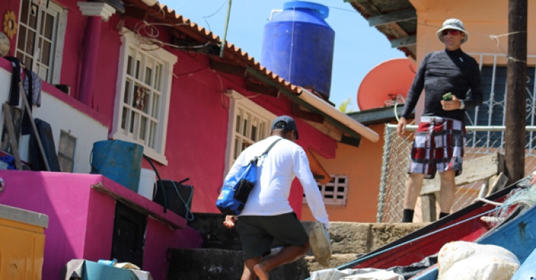 Several boats lined up in Punta Chame, Panama