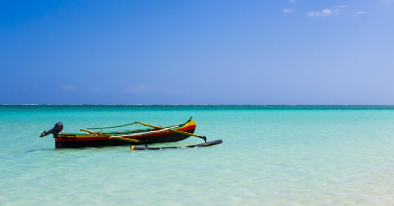 Views of the clear waters of Nosy Ve Island in Madagascar