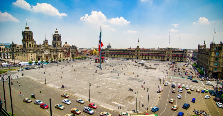 Views of the Zócalo in Mexico City