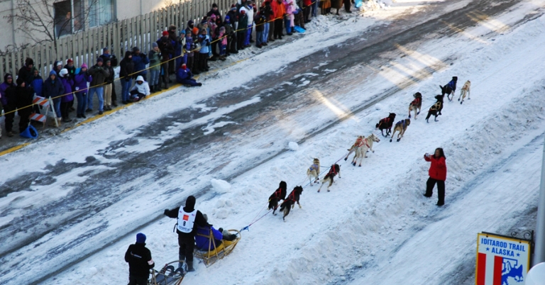 Views of start of Iditarod Trail in Anchorage, Alaska