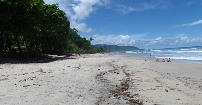 A sandy beach with few people
