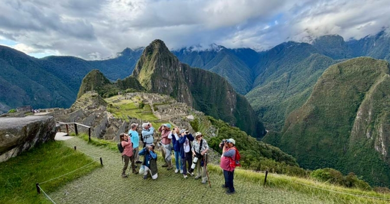 Group of people on a trail in Machu Picchu