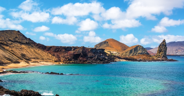 Views of Underwater Crater and Pinnacle Rock at Bartolomé Island in the Galápagos Islands