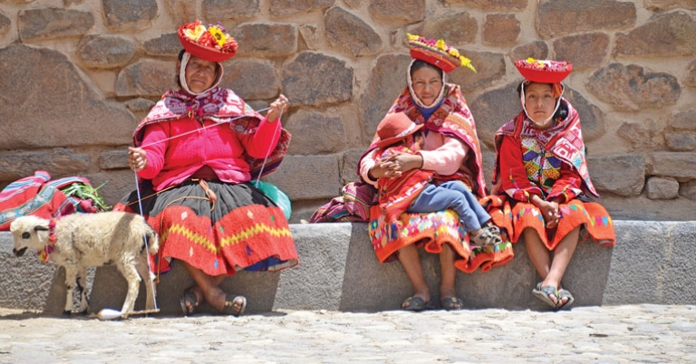 Community members at Pisac Market 