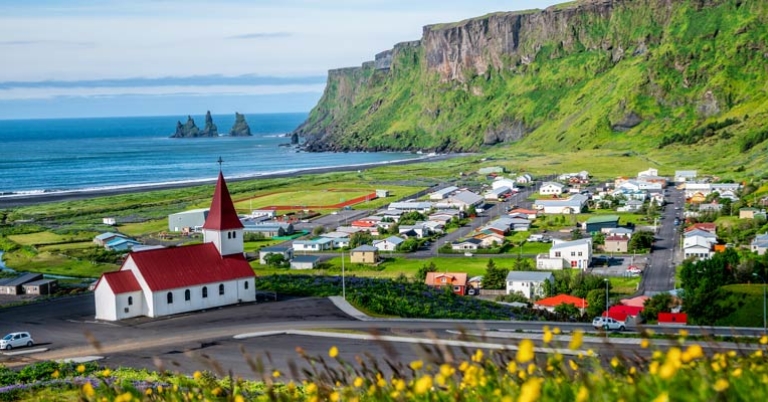 The town of Vík on Iceland's southern coast