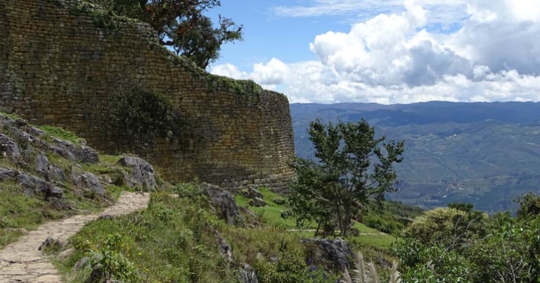 The Kuélap fortress sits on a mountaintop
