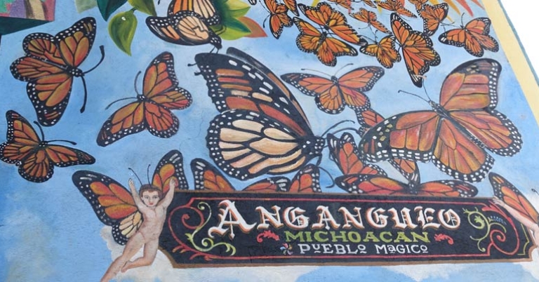 Monarch mural in Angangueo 