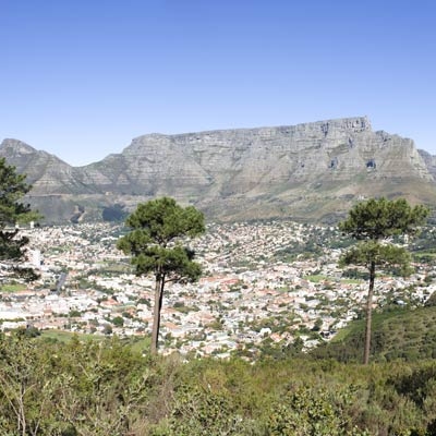 landscape shot of cape town with mountains in the distance