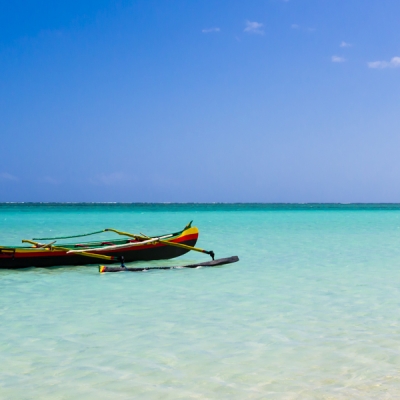 Views of the clear waters of Nosy Ve Island in Madagascar