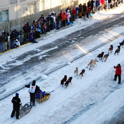 Views of start of Iditarod Trail in Anchorage, Alaska