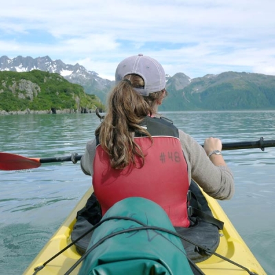 Person kayaking in Alaska