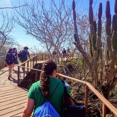 Visitors exploring in the Galápagos Islands