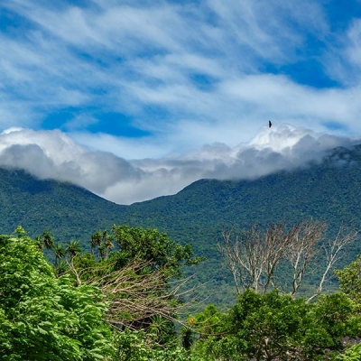 Landscape with mountains and clouds