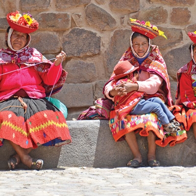 Community members at Pisac Market 