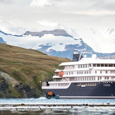 m/v Hondius sailing in Antarctica
