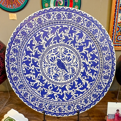Lacquered Gourds and Tray at Galería Atotonilco of Mexican folk art
