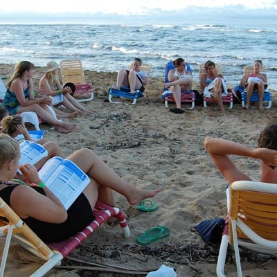 Students on beach