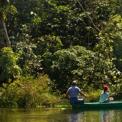 Boat ride in the Amazon rainforest