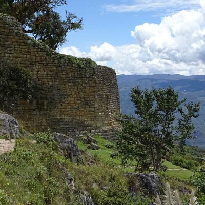 The Kuélap fortress sits on a mountaintop