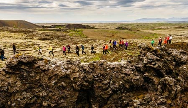 Students hiking in Iceland