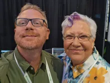 Selfie of staff Kevin Van Dien and Sandy Schmidt smiling
